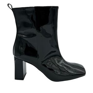 Good American Glossy Black Ankle Booties